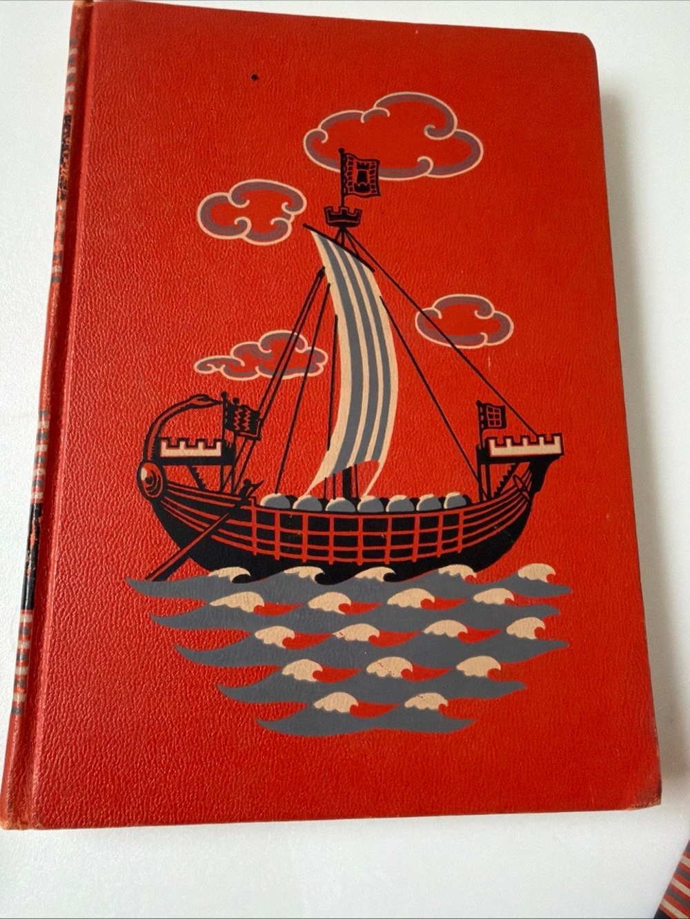 Vintage Red Decorative Sailboat Hardcover Journal